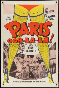 3y1002 PARIS OOH-LA-LA 1sh 1963 sexy cabaret girls, see our hero get plastered in Paris!