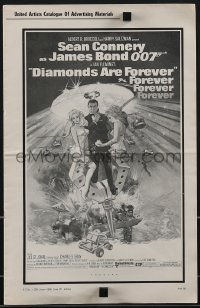 3y0365 DIAMONDS ARE FOREVER pressbook 1971 McGinnis art of Sean Connery as James Bond 007!