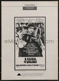 3y0010 FISTFUL OF DOLLARS pressbook 1967 introducing the man with no name, Clint Eastwood, cool art!