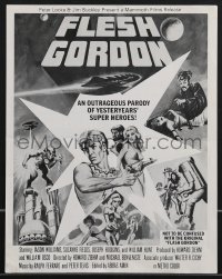 3y0366 FLESH GORDON pressbook 1974 sexy sci-fi spoof, different wacky erotic super hero art!