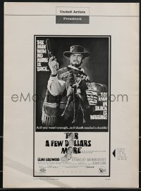 3y0012 FOR A FEW DOLLARS MORE pressbook 1967 the man with no name is back, Clint Eastwood, cool!