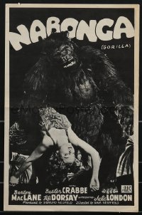 3y0014 NABONGA pressbook R1948 great image of the giant gorilla holding sexy Julie London, rare!