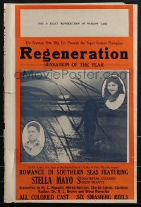 3y0015 REGENERATION pressbook 1926 exact full-size image of the 14x22 window card, all-black cast!