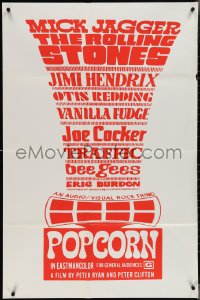 3y1023 POPCORN 1sh 1969 Rolling Stones, Jimmy Hendrix, Cocker, Bee Gees, different and ultra rare!