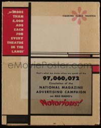 3y0447 NOTORIOUS promo brochure 1946 Hitchcock, Grant, Bergman, Rains, unfolds to 28x44, ultra rare!