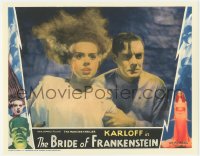 3y0397 BRIDE OF FRANKENSTEIN 11x14 REPRO lobby card 2010s best c/u of Elsa Lanchester & Colin Clive!