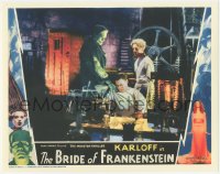 3y0399 BRIDE OF FRANKENSTEIN 11x14 REPRO lobby card 2010s monster Karloff with Clive & Thesiger!