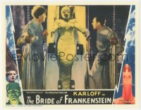 3y0400 BRIDE OF FRANKENSTEIN 11x14 REPRO lobby card 2010s Clive & Thesiger watch Lanchester rise!