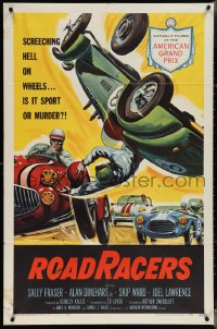 3y1031 ROADRACERS 1sh 1959 great American Grand Prix race car crash art, screeching hell on wheels!