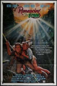 3y1033 ROMANCING THE STONE 1sh 1984 Robert Zemeckis, art of Michael Douglas & Kathleen Turner!