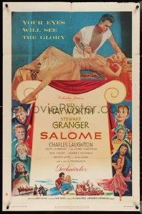 3y1036 SALOME 1sh 1953 sexy Biblical Rita Hayworth, Stewart Granger, Laughton as King Herod