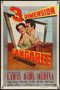 3y1037 SANGAREE 3D 1sh 1953 cool artwork of Fernando Lamas holding sexiest Arlene Dahl!