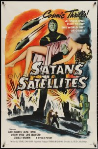 3y1039 SATAN'S SATELLITES 1sh 1958 space spies plot to put the world out of orbit, cool sexy art!