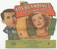 3y1235 MR. BLANDINGS BUILDS HIS DREAM HOUSE die-cut Spanish herald 1949 Cary Grant, Myrna Loy, cool!