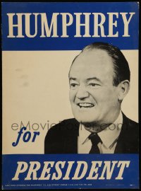 3y0027 HUMPHREY FOR PRESIDENT 14x19 political campaign 1968 New York Citizens for Hubert!