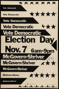 3y0026 GEORGE MCGOVERN/SARGENT SHRIVER 14x22 political campaign 1972 Vote Democratic for United States President!