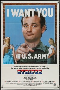 3y1075 STRIPES style B int'l 1sh 1981 Ivan Reitman classic military comedy, Bill Murray wants YOU!