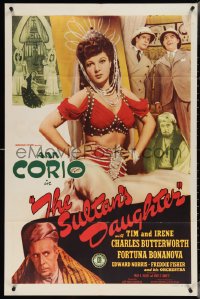 3y1078 SULTAN'S DAUGHTER 1sh 1944 great image of sexy harem girl Ann Corio, ultra rare!