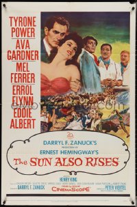 3y1080 SUN ALSO RISES 1sh 1957 artwork of Tyrone Power, Ava Gardner, Mel Ferrer, Errol Flynn!