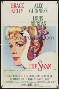 3y1087 SWAN 1sh 1956 wonderful close up artwork of beautiful Grace Kelly by Monet!