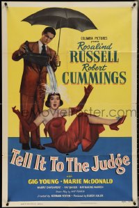 3y1091 TELL IT TO THE JUDGE 1sh 1949 Robert Cummings dumps water on Rosalind Russell!