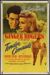 3y1092 TENDER COMRADE 1sh 1944 romantic art of pretty Ginger Rogers & Robert Ryan!