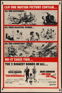 3y1101 THUNDERBALL/YOU ONLY LIVE TWICE 1sh 1971 Sean Connery's two biggest James Bonds of all!