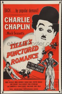 3y1103 TILLIE'S PUNCTURED ROMANCE 1sh R1950 Charlie Chaplin in his 1st full-length comedy hit!