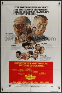 3y1110 TOWERING INFERNO style B 1sh R1976 Steve McQueen, Paul Newman, different Jung art!