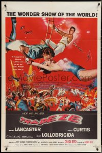 3y1112 TRAPEZE 1sh 1956 great circus art of Burt Lancaster, Gina Lollobrigida & Tony Curtis!