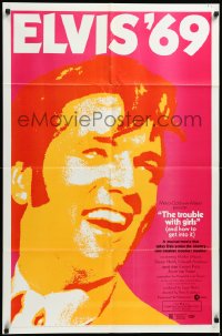 3y1113 TROUBLE WITH GIRLS 1sh 1969 great gigantic close up art of smiling Elvis Presley!