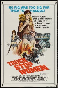 3y1114 TRUCK STOP WOMEN 1sh 1974 no rig was too big for sexy Claudia Jennings, Smith art!