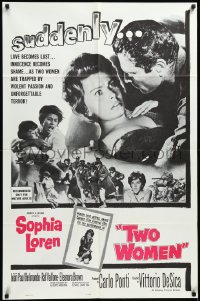 3y1118 TWO WOMEN 1sh 1961 Sophia Loren, Vittorio De Sica, suddenly love becomes lust!