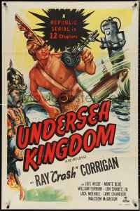 3y1120 UNDERSEA KINGDOM 1sh R1950 Crash Corrigan, Republic sci-fi fantasy serial in 12 chapters!