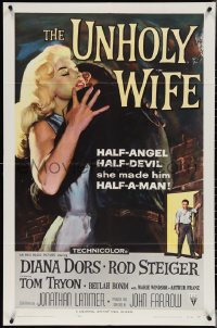 3y1121 UNHOLY WIFE 1sh 1957 sexy half-devil half-angel bad girl Diana Dors made him half a man!