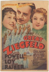 3y0314 GREAT ZIEGFELD mini WC 1936 William Powell, Luise Rainer, Myrna Loy & sexy showgirls, rare!