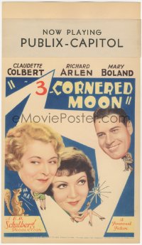 3y0318 THREE-CORNERED MOON mini WC 1933 Claudette Colbert, Richard Arlen & Mary Boland, very rare!