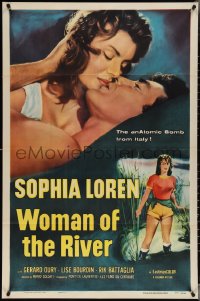 3y1141 WOMAN OF THE RIVER 1sh 1956 sexy Sophia Loren, the anAtomic Bomb from Italy, rare!