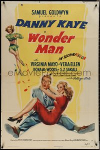 3y1143 WONDER MAN 1sh 1945 wacky Danny Kaye holds sexy Virginia Mayo + dancing Vera-Ellen!