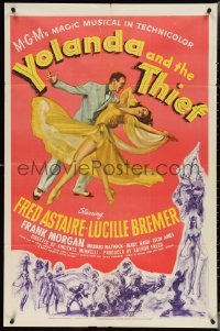 3y1148 YOLANDA & THE THIEF 1sh 1945 great art of Fred Astaire dancing with sexy Lucille Bremer!