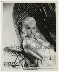 3y1337 DIANA DORS 8.25x10 still 1957 the English Marilyn Monroe sitting in chair with enigmatic look!