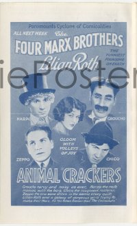 3y1238 ANIMAL CRACKERS/LAUGHTER local theater English program 1931 Four Marx Brothers with Zeppo!