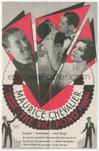 3y1239 BIG POND herald 1930 deco art of Maurice Chevalier dancing between France & America, rare!