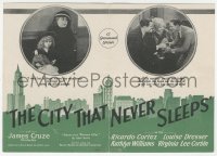 3y1240 CITY THAT NEVER SLEEPS herald 1924 Ricardo Cortez, cool art of New York skyline, ultra rare!