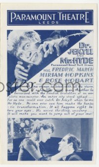 3y1241 DR. JEKYLL & MR. HYDE English program 1932 different images of monster Fredric March, rare!