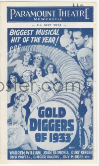 3y1242 GOLD DIGGERS OF 1933 local theater English program 1934 Berkeley, Lombard in Supernatural