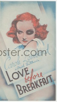 3y1245 LOVE BEFORE BREAKFAST herald 1936 most iconic art of Carole Lombard with black eye, rare!