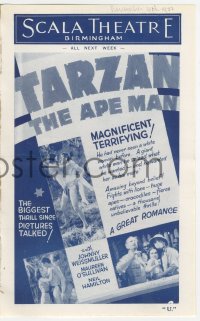 3y1255 TARZAN THE APE MAN local theater English program 1932 Johnny Weismuller & Maureen O'Sullivan!