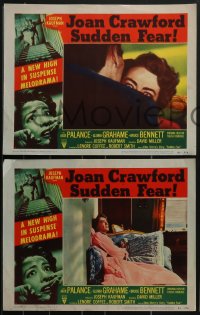 3y0697 SUDDEN FEAR 8 LCs 1952 images of terrified Joan Crawford, Jack Palance!