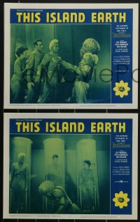 3y0698 THIS ISLAND EARTH 8 LCs R1964 they challenged the unearthly furies of a planet gone mad!